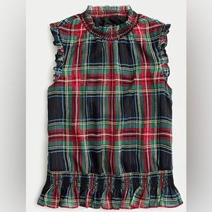 J. Crew Sleeveless mockneck top in gilded Stewart tartan Size 6